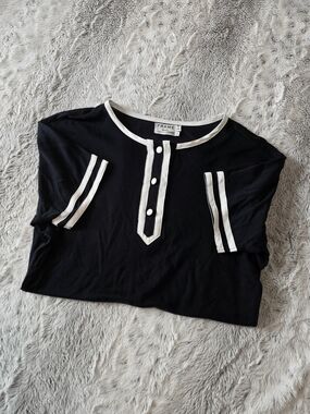 FRAME DENIM Contrast Trim Henley XS